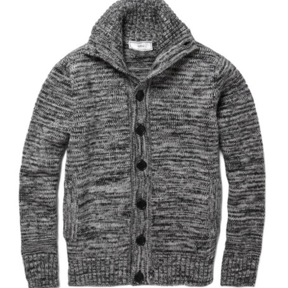 AMI RARE Mens Chunky Knit Roll Neck Cardigan Sweater XL. Perfect for fall.